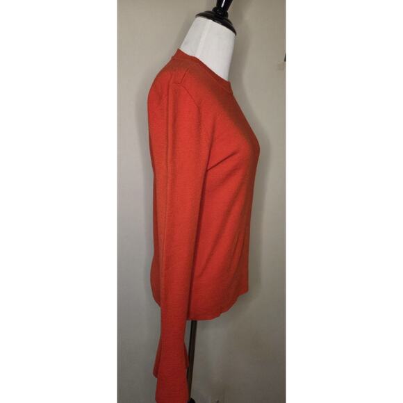 Tory Burch 100% Merino Wool Jewel Button Red Sweater Bell Sleeve Women's M - Picture 2 of 11